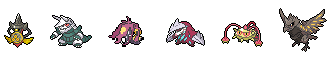 a party of steel pokemon: aegislash (shiny), aggron (shiny), mega mawile (shiny), excadrill (shiny), ferrothorn (shiny), and corviknight (shiny)